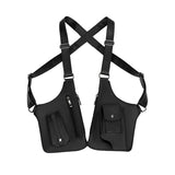 Black Multi-functional Expandable Men's Tactical Chest Rig Bag - Waterproof & Lightweight Retro Underarm Pack