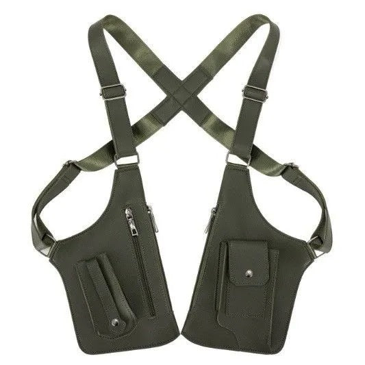 Army Green Multi-functional Expandable Men's Tactical Chest Rig Bag - Waterproof & Lightweight Retro Underarm Pack