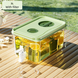 3L Compact Fridge-Ready Cold Drink Dispenser with Spigot, Timer and Infuser Filter - Food-Grade PP & Heat Resistant Fruit Tea Tank