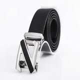 Men's Fashionable Z Style Sliver Automatic Buckle Sleek Business Suit Belt - Adjustable No-Hole Waistband (3.5cm Width & 120cm Length)