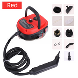 Red Portable High-Pressure Steam Cleaner with 1000ml Tank & 7-Piece Pro Brushes/Spray Nozzle Kit - 131°C High-Temp Deep Cleaning Machine for Kitchen Grease and Home Sanitization