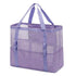 2-PCS Purple Mesh Beach Tote Bag – Large Capacity Swim Gear Organizer with Multiple Pockets for Shoes, Swimsuits, and Essentials