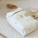 Stars Quilted Nappy Storage Bag Portable Diaper Organizer Mommy Travel Pouch with Zipper 28x18x6cm for Australian Families and Stroller Use