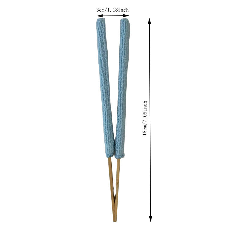 Blue 3 Pack Microfiber Plant Leaf Cleaning Tongs with Removable Sleeves and Natural Bamboo Handles for Houseplants Maintenance