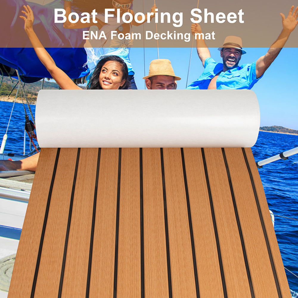 Teak EVA Foam Boat Flooring Sheet Brown with Black Stripes Self-Adhesive Marine Decking Mat for Yacht Fishing Boat RV DIY Upgrade Australian Boating(2400x600x6mm)