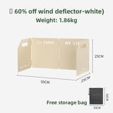 White Heavy-Duty 4-Fold Camping Stove Windshield Portable Steel Wind Deflector for Outdoor Cooking and Picnics with Storage Bag