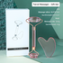 Transparent pink Dual-Head Resin Facial Roller and Heart-Shaped Gua Sha Set for Home SPA Skincare and Face Neck Massage