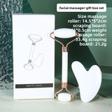 White Dual-Head Resin Facial Roller and Heart-Shaped Gua Sha Set for Home SPA Skincare and Face Neck Massage