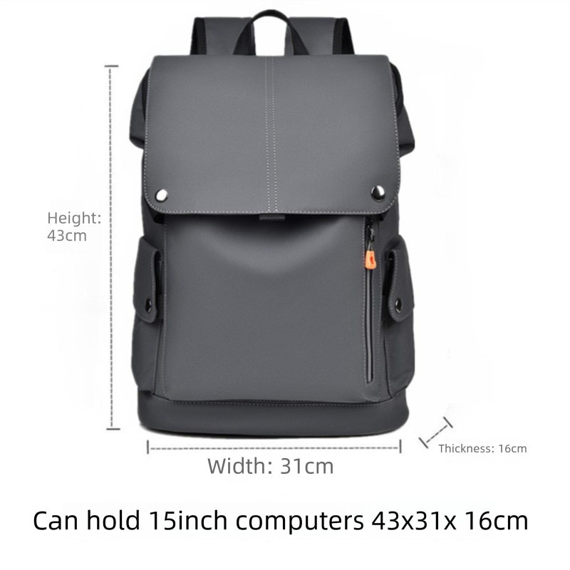 Dark grey Men Large Capacity Business Laptop Backpack Waterproof PU Leather Travel Rucksack with USB Port for Work and Travel in Australia