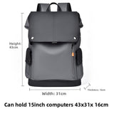 Black and gray Men Large Capacity Business Laptop Backpack Waterproof PU Leather Travel Rucksack with USB Port for Work and Travel in Australia
