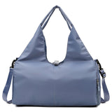 Blue Women Large Capacity Yoga Gym Bag with Shoe Compartment and Mat Strap Water Resistant Travel Duffel Lightweight Tote for Fitness and Weekend Trips