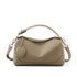 Grey Women Genuine First Layer Cowhide Boston Bag Fashionable Handheld Crossbody Shoulder Bag with 115cm Adjustable Strap