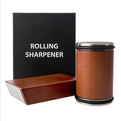 Brown Rolling Knife Sharpener Set with Diamond Discs and Magnetic Base 15 and 20 Degree Angles for Precision Kitchen Knife Maintenance in Australian Homes
