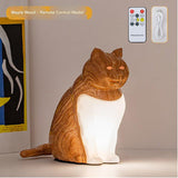 Maple wood grain Lucky Cat Rechargeable Desk Lamp with Sound and Aromatherapy Function Remote Control Eye Care Night Light for Local Home Bedroom and Modern Living Areas