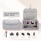 Grey Portable Hair Dryer and Curler Storage Bag Waterproof PU Leather Travel Case with Hanging Hook for Local Professionals and Modern Lifestyles