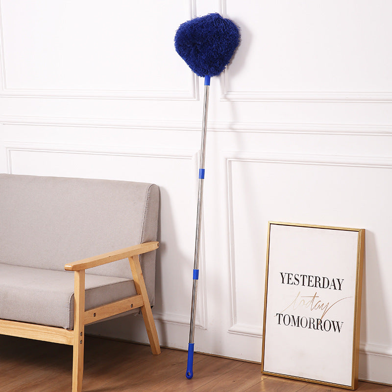 Royal blue Long Handle Ceiling Fan Duster with Hollow Microfiber Head and Extendable Stainless Steel Pole for High Reach Home Cleaning Efficiency