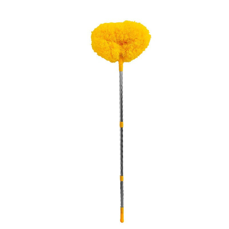 Yellow Long Handle Ceiling Fan Duster with Hollow Microfiber Head and Extendable Stainless Steel Pole for High Reach Home Cleaning Efficiency