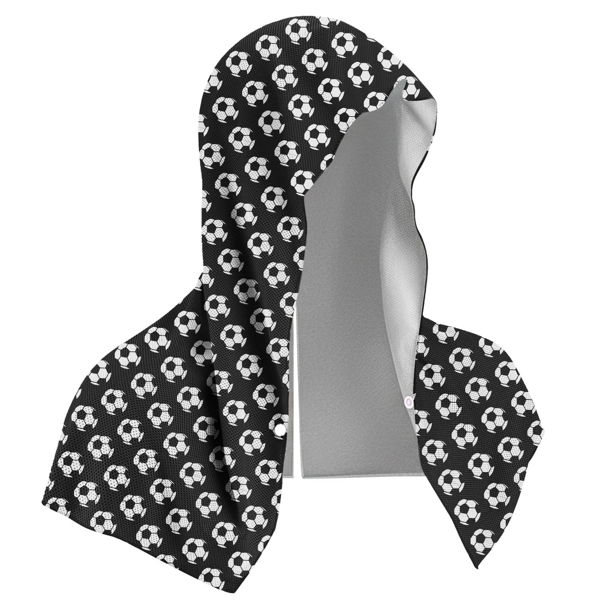 Black football Instant Cooling Hooded Towel U-Shaped Sun Protection Quick Dry Scarf with Carabiner Pouch for Local Outdoor Sports and Gym Workouts