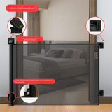 Black Retractable Baby Safety Gate and Pet Barrier Extra Wide 300cm for Stairs and Doorways No Drill Mesh In-Home Protection Solution for Local Families