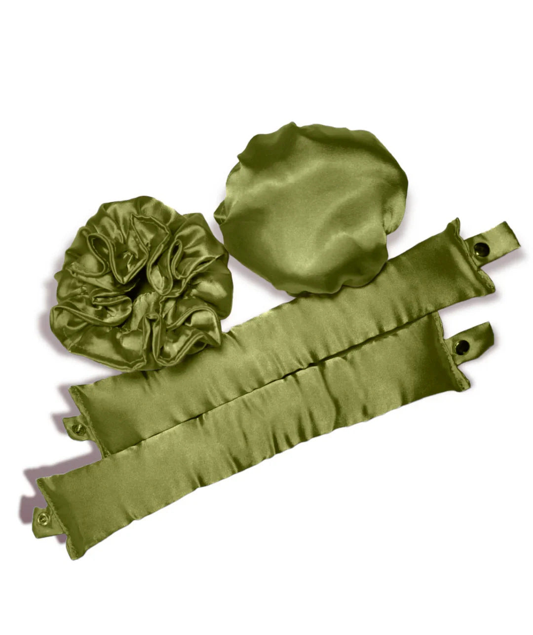 Green Heatless Hair Curler Set with Satin Ribbon and Sleep Caps for Overnight Big Waves Easy Damage-Free Styling Solution for Local Women Professional Kit