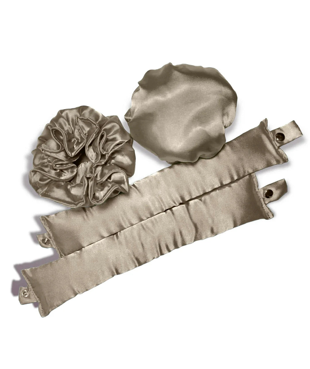 khaki Heatless Hair Curler Set with Satin Ribbon and Sleep Caps for Overnight Big Waves Easy Damage-Free Styling Solution for Local Women Professional Kit