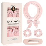 Light pink Heatless Hair Curler Set with Bowtie Ribbon for Natural Big Waves Damage-Free Overnight Hair Styling Essential for Your Local Modern Lifestyle