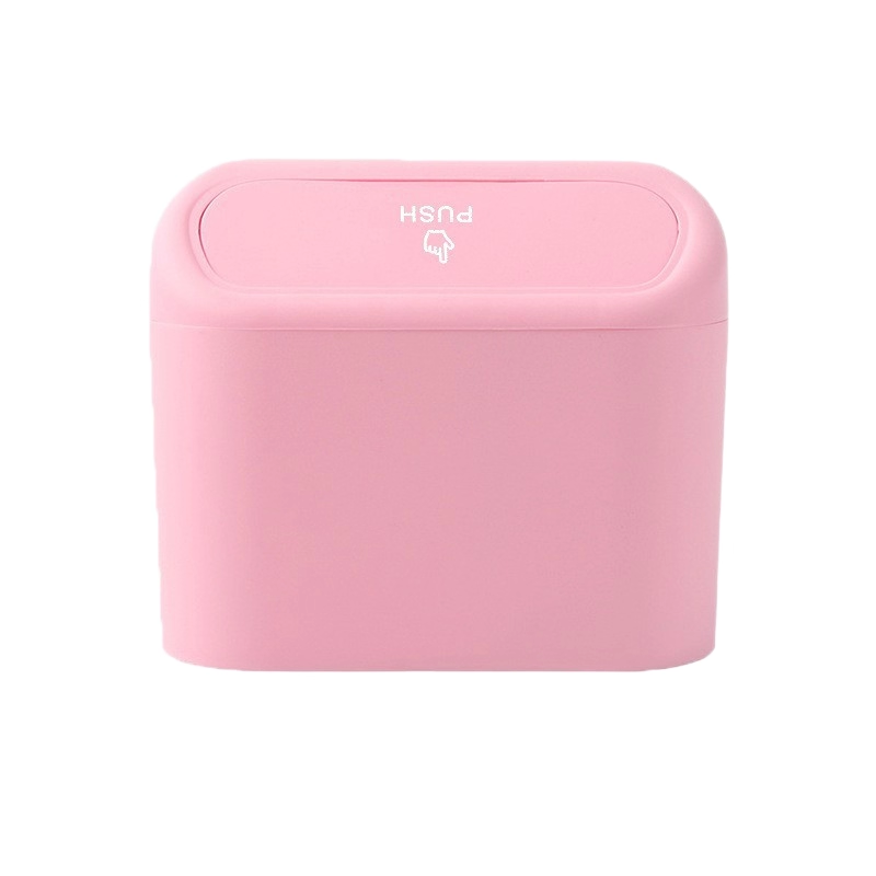 Pink Compact Car Trash Can 2 Pack Hanging Storage Bin with Push Lid for Vehicle Door and Seat Back Universal Fit Waste Management Solution for Local Drivers