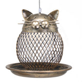Coarse mesh style Whimsical Cat Shaped Metal Bird Feeder Hanging Mesh Wild Bird Seed Holder for Garden Courtyard Decorative Feeding Solution for Local Wildlife Lovers