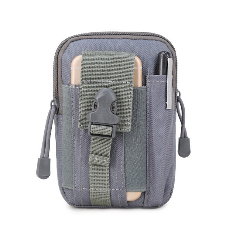 Grey Tactical Molle Waist Bag Waterproof Phone Pouch for 6 inch Smartphones Compact Large Capacity Belt Loop Organizer for Local Outdoor Adventurers