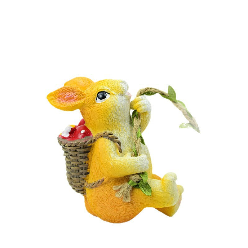 Weatherproof Resin Climbing Rabbit Figurine with Hanging Vine Rope for Garden Tree Decor Cute Animal Pendant for Local Standard Courtyard Spaces