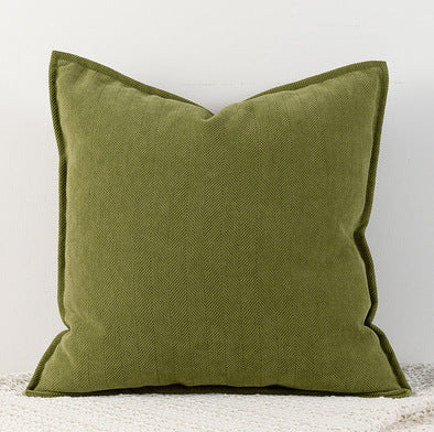 Olive green Nordic Herringbone Chenille Pillowcases 2 Pack 45x45cm for Sofa and Bed Soft Decorative Cushion Covers No Inserts Included Local Standard Fit Home Styling