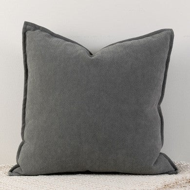 Charcoal grey Nordic Herringbone Chenille Pillowcases 2 Pack 45x45cm for Sofa and Bed Soft Decorative Cushion Covers No Inserts Included Local Standard Fit Home Styling