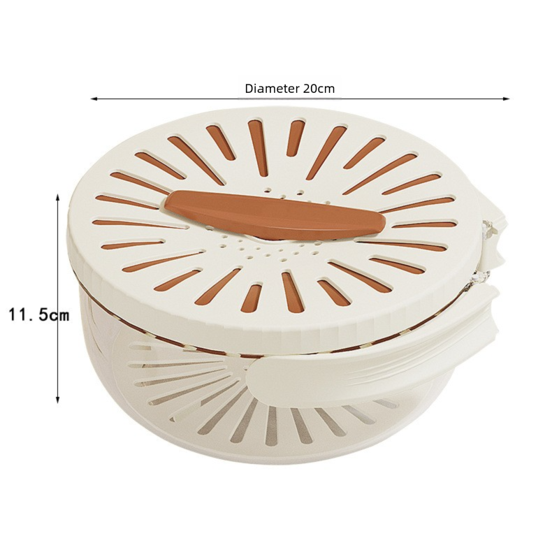 Brown large Multi-functional Fruit and Vegetable Washing Bowl with Lid and Hidden Handle Double-Layer Drainage Container for Refrigerator Storage and Outdoor Picnic Efficient Food Preservation for Local Standard Kitchens