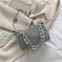Silver Mini Shoulder Bag for Women – Rhinestone-Embellished Pillow-Shaped Chain Bag with Fashionable Metal Hardware and Compact Design