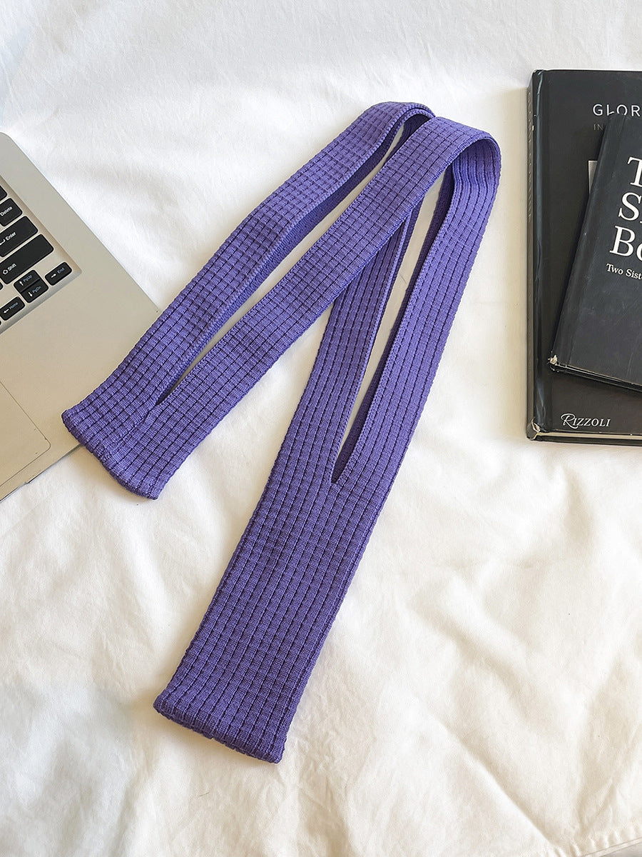 Purple High-Elastic Knit Long Phone Sling Bag – Adjustable Crossbody Streetwear Accessory for iPhone with Stretchy Ribbed Design