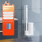 White Disposable Toilet Brush Set with Built-in Cleaner – Wall-Mountable, No-Drill Bathroom Cleaning Kit with Replaceable Heads(5 ocean-cleaning cotton pads)