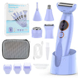 Purple 5-in-1 Women's Hair Removal Epilator – Multi-Function Body Grooming Kit with Waterproof Design, LED Display & USB Charging