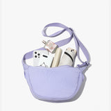 Purple Lightweight Nylon Crossbody Bag – Compact Saddle Style with Adjustable Strap for Everyday Use