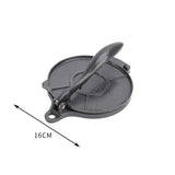 Black Manual Dough Press – Aluminum Alloy Cake & Tortilla Press for Homemade Baking and Cooking(16cm)