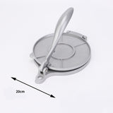 Silver Manual Dough Press – Aluminum Alloy Cake & Tortilla Press for Homemade Baking and Cooking(20cm)