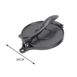 Black Manual Dough Press – Aluminum Alloy Cake & Tortilla Press for Homemade Baking and Cooking(20cm)