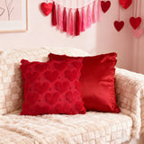 2-PCS Red arrow Romantic Heart-Shaped Tufted Pillow Covers Soft Plush 45x45cm Decorative Cushion Cases for Valentine's Day Living Room Sofa Local Standard Fit