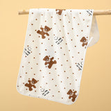 5-Pack Beige Soft Absorbent Face Towels with Bear Pattern Design – Quick-Drying Plush Towel Set for Bath and Daily Use
