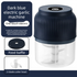3-blade cutter head Blue Wireless Electric Garlic Chopper 300ml Portable Mini Food Processor USB Rechargeable for Baby Food and Dipping Sauce Essential Local Kitchen Tool