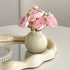 Ceramic Vase with camellia bud Artificial Flowers Set – Mini Decorative Pot for Home Living Room or Desk Display