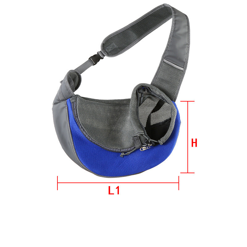Blue Portable Pet Sling Backpack for Small Dogs and Cats – Size S with Breathable Mesh Design