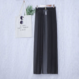 Black High-Waisted White Swim Skirt with Gold Buckle Belt – Elegant Long Beach Cover-Up for Women, Ideal for Poolside and Tropical Vacations(Size: S)
