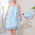 Blue Coral Fleece Bath Skirt with Matching Hair Towel – Soft Absorbent Wrap Dress for Women, Quick-Dry Shower Robe Set with Elastic Waistband and Adjustable Fit