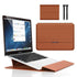 Brown 3-in-1 Laptop Sleeve with Built-In Stand & Wrist Rest – Waterproof PU Protective Case for 13/14 Inch Laptops, Portable and Ergonomic Design