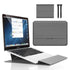 Grey 3-in-1 Laptop Sleeve with Built-In Stand & Wrist Rest – Waterproof PU Protective Case for 13/14 Inch Laptops, Portable and Ergonomic Design